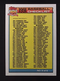 1991 Topps #787 Checklist 6