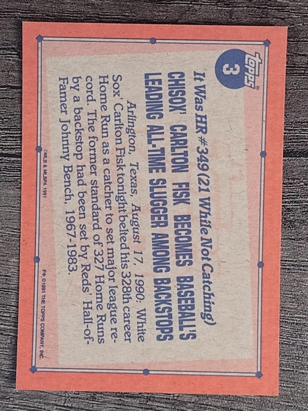 1991 Topps #3 Carlton Fisk RB