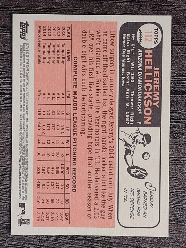 2015 Topps Heritage #112 Jeremy Hellickson