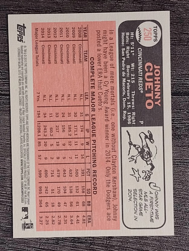 2015 Topps Heritage #250A Johnny Cueto