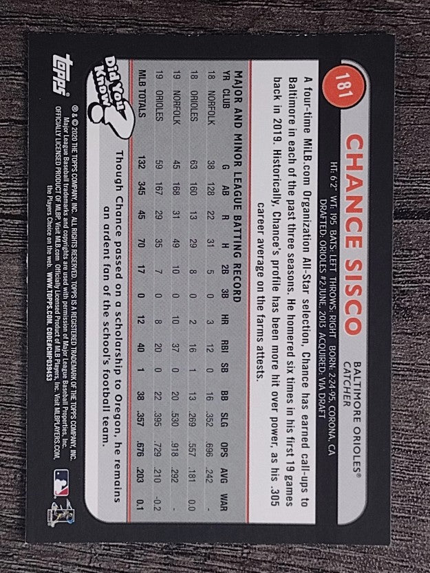 2020 Topps Big League #181 Chance Sisco