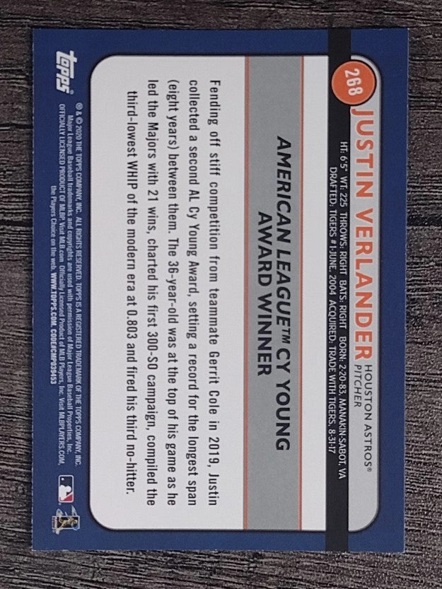 2020 Topps Big League #268 Justin Verlander AW