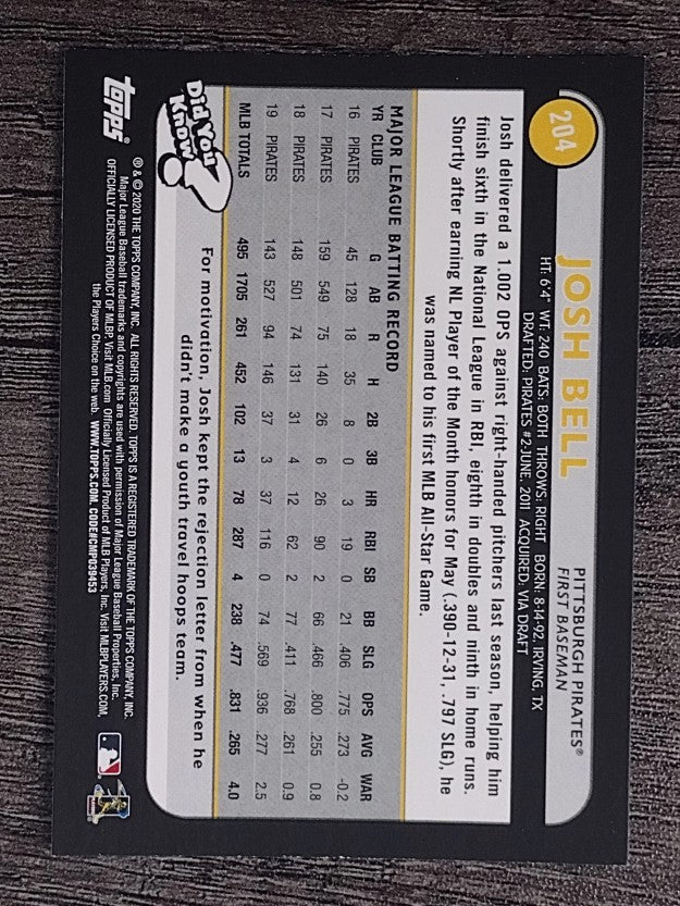 2020 Topps Big League #204 Josh Bell