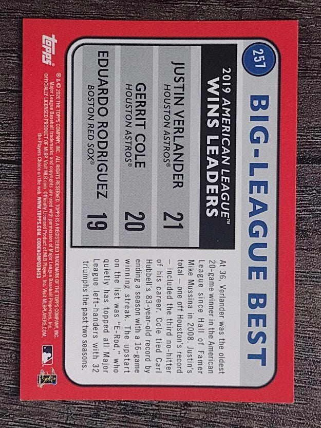 2020 Topps Big League #257 Eduardo Rodriguez/Gerrit Cole/Justin Verlander LL