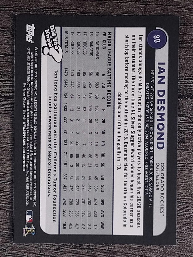 2020 Topps Big League #80 Ian Desmond