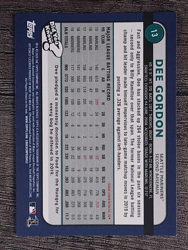 2020 Topps Big League #13 Dee Gordon