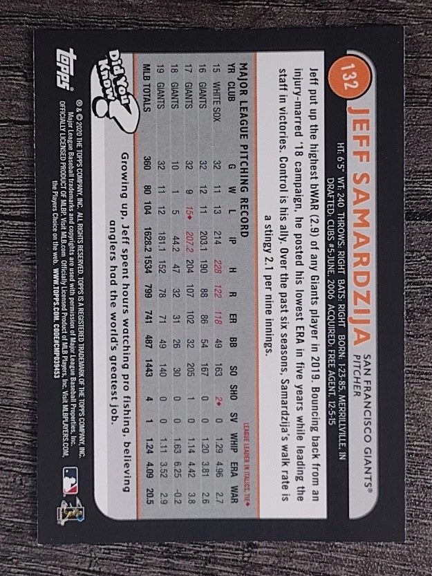 2020 Topps Big League #132 Jeff Samardzija