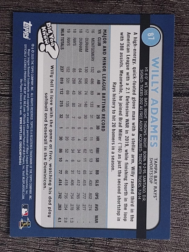 2020 Topps Big League #87 Willy Adames