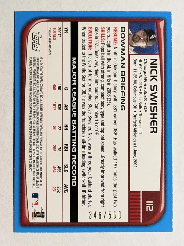 2008 Bowman Blue #112 Nick Swisher