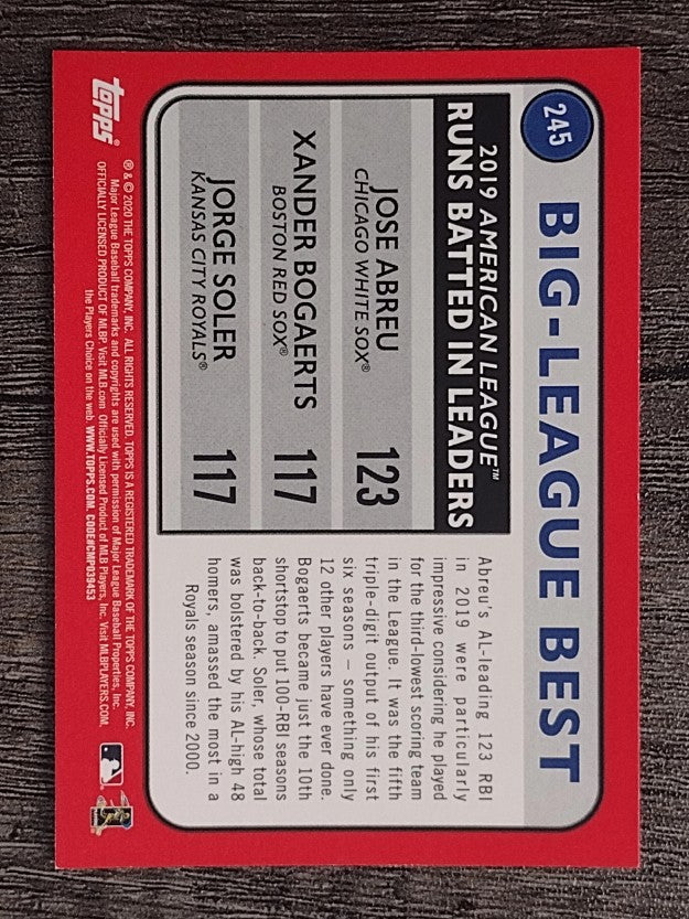 2020 Topps Big League #245 Jorge Soler/Xander Bogaerts/Jose Abreu LL