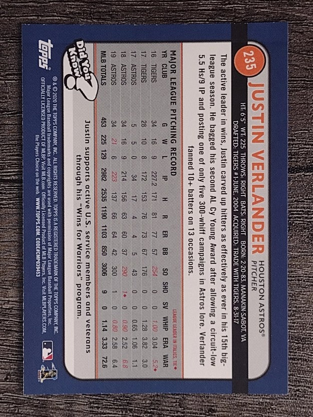 2020 Topps Big League #235 Justin Verlander
