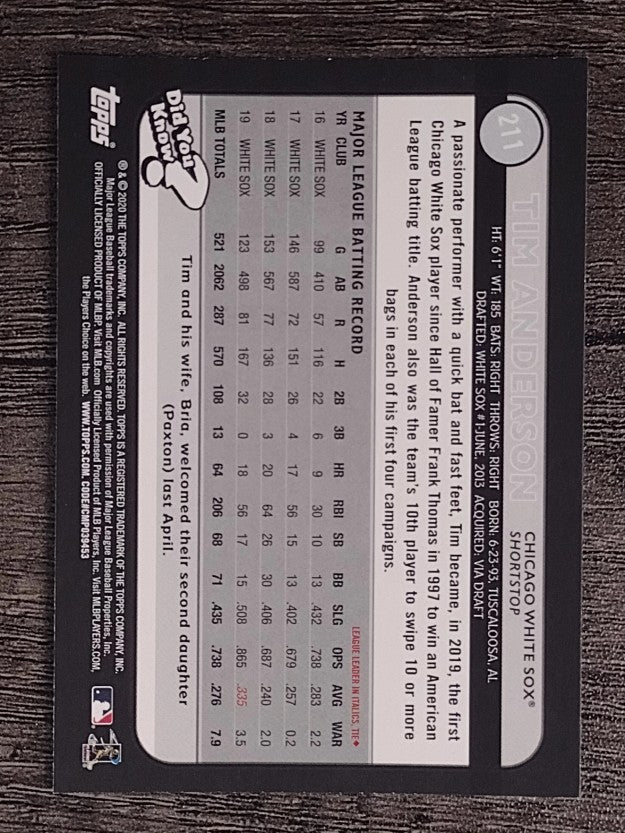 2020 Topps Big League #211 Tim Anderson