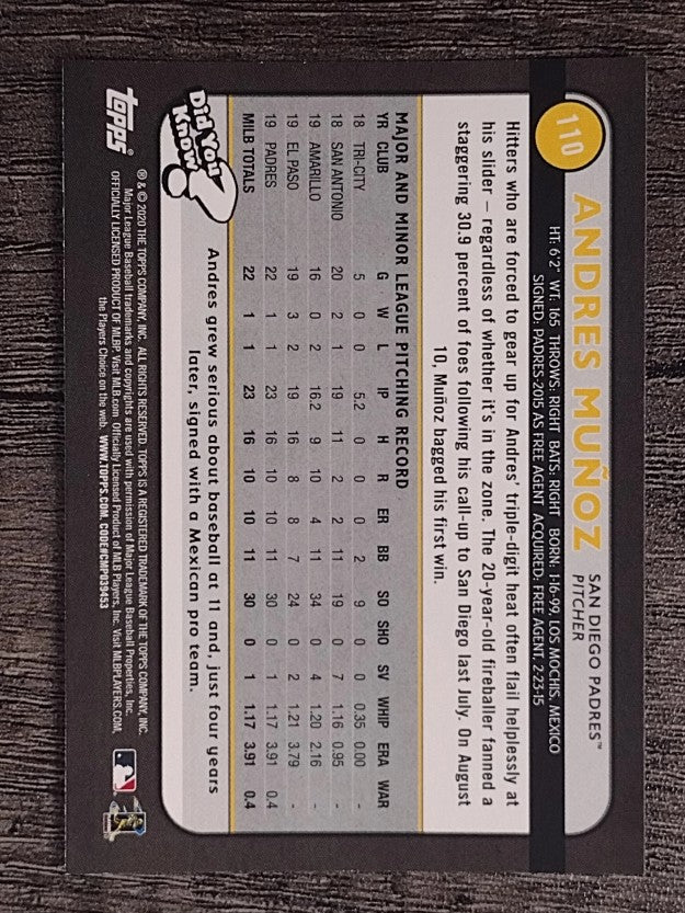 2020 Topps Big League #110 Andres Munoz RC