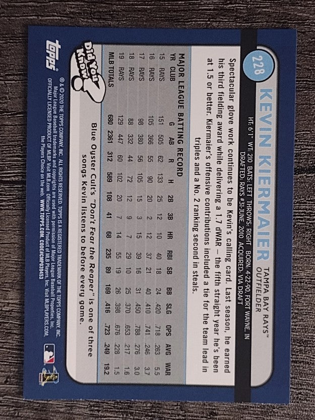 2020 Topps Big League #228 Kevin Kiermaier