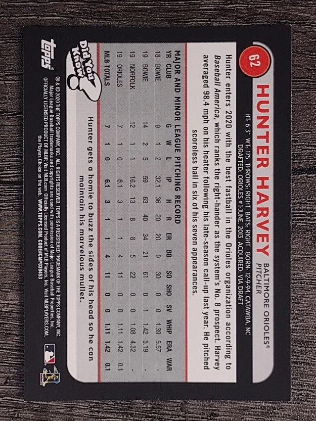 2020 Topps Big League #62 Hunter Harvey RC