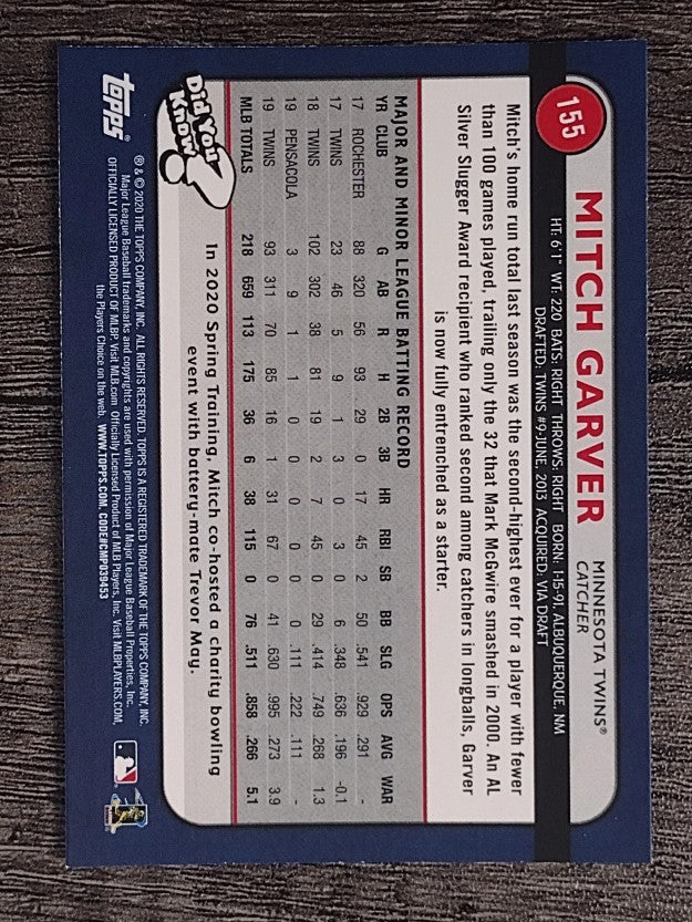 2020 Topps Big League #155 Mitch Garver