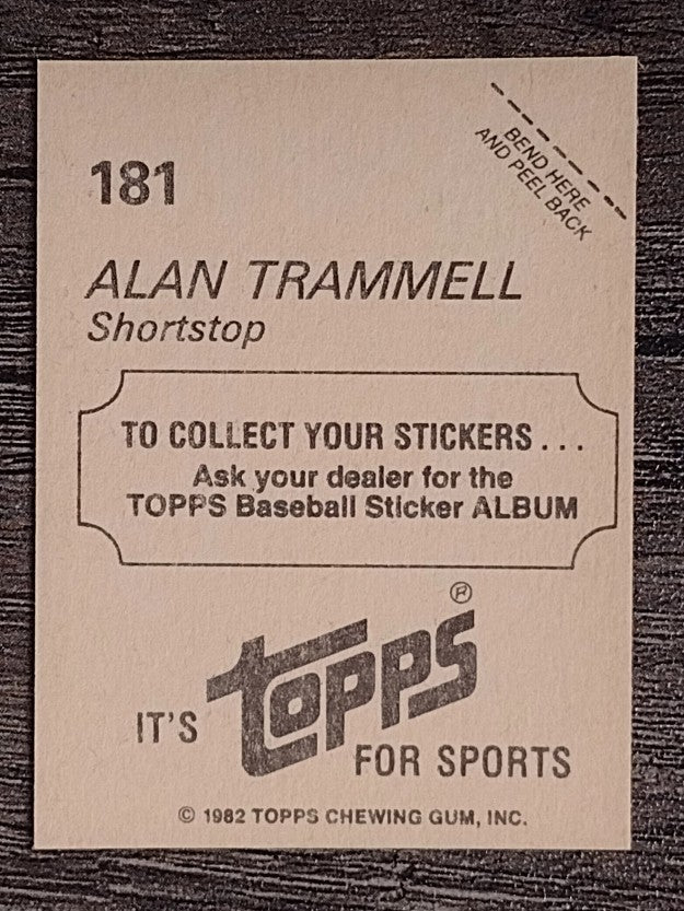 1982 Topps Stickers #181 Alan Trammell