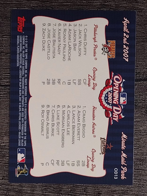 2007 Topps Opening Day Team vs. Team #OD13 Pittsburgh Pirates/Houston Astros