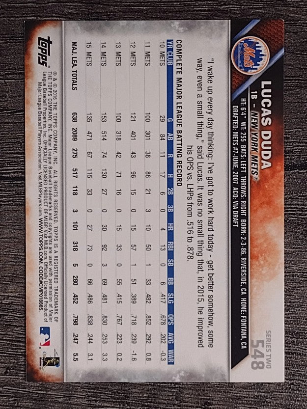 2016 Topps #548A Lucas Duda