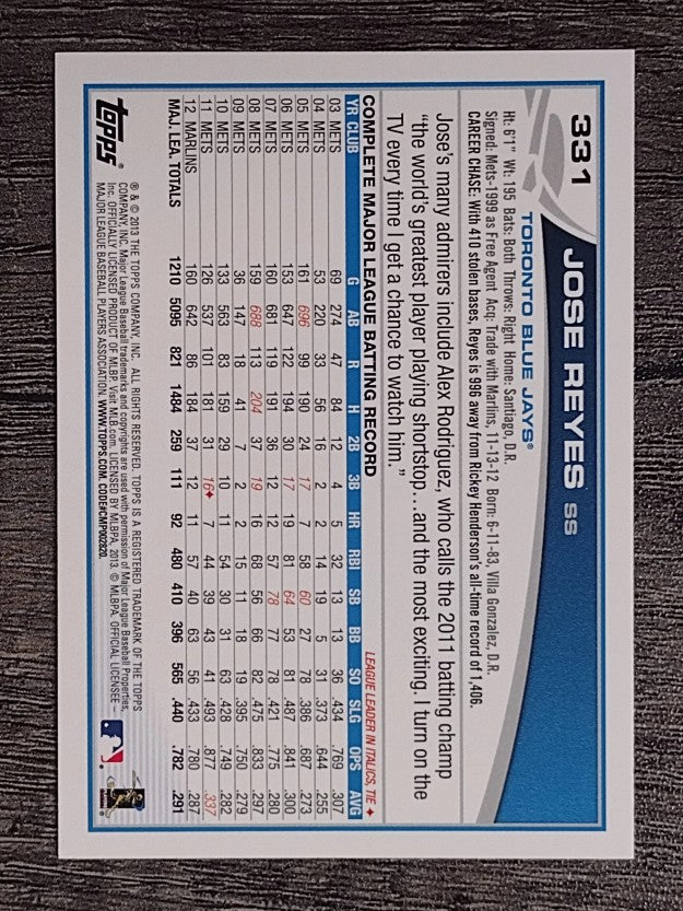 2013 Topps #331A Jose Reyes