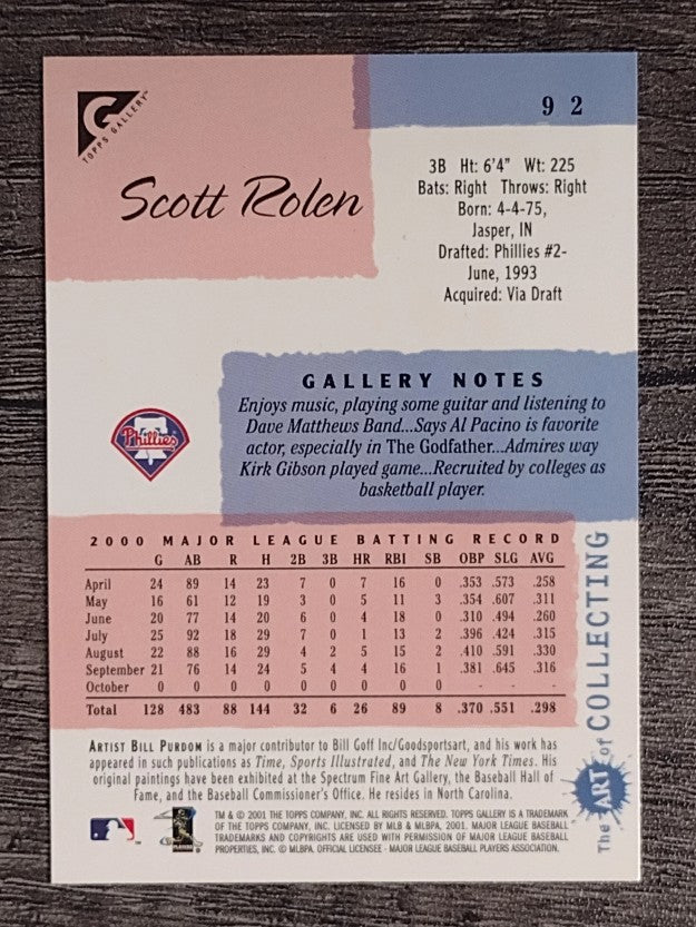2001 Topps Gallery #92 Scott Rolen