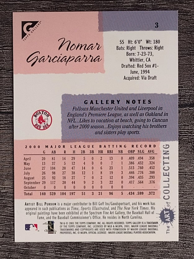 2001 Topps Gallery #3 Nomar Garciaparra (NM)
