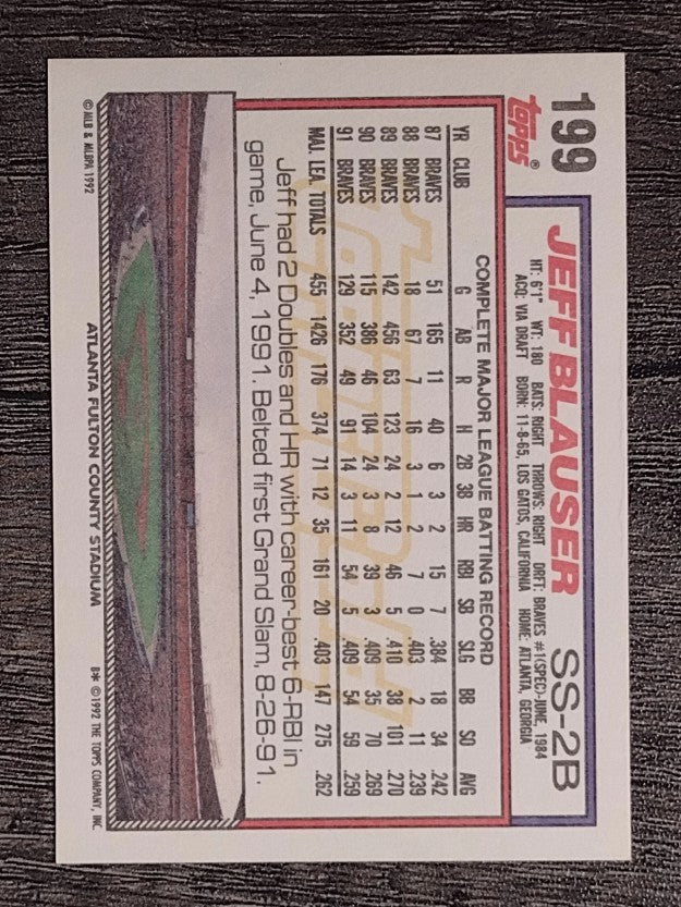 1992 Topps Gold Winners #199 Jeff Blauser