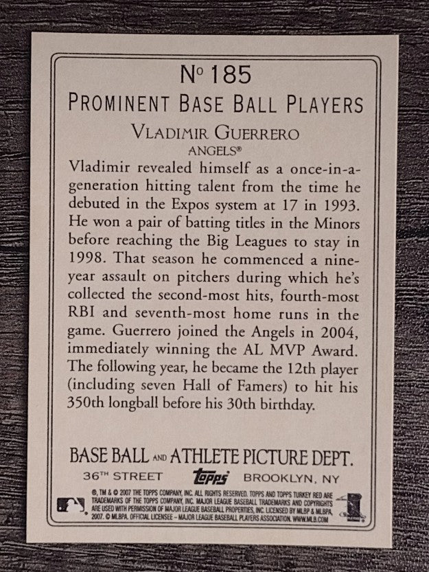2007 Topps Turkey Red #185 Vladimir Guerrero