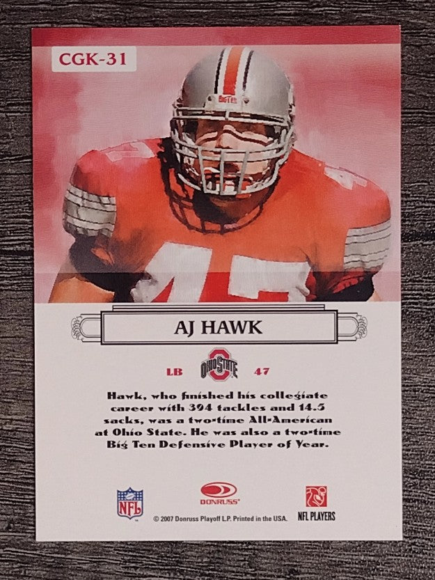 2007 Donruss Threads College Gridiron Kings Gold #31 A.J. Hawk