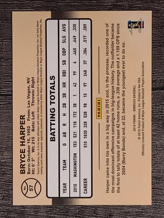 2016 Donruss #57A Bryce Harper