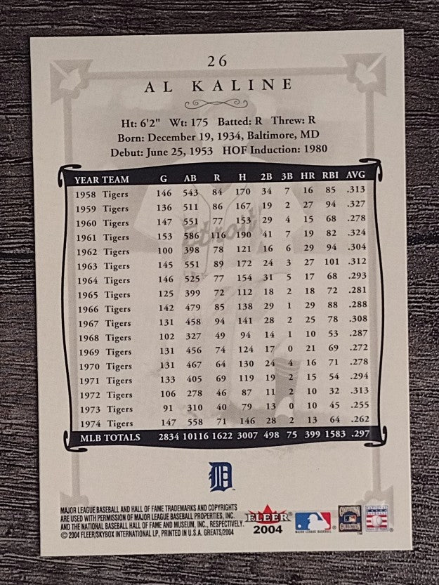 2004 Greats of the Game #26 Al Kaline