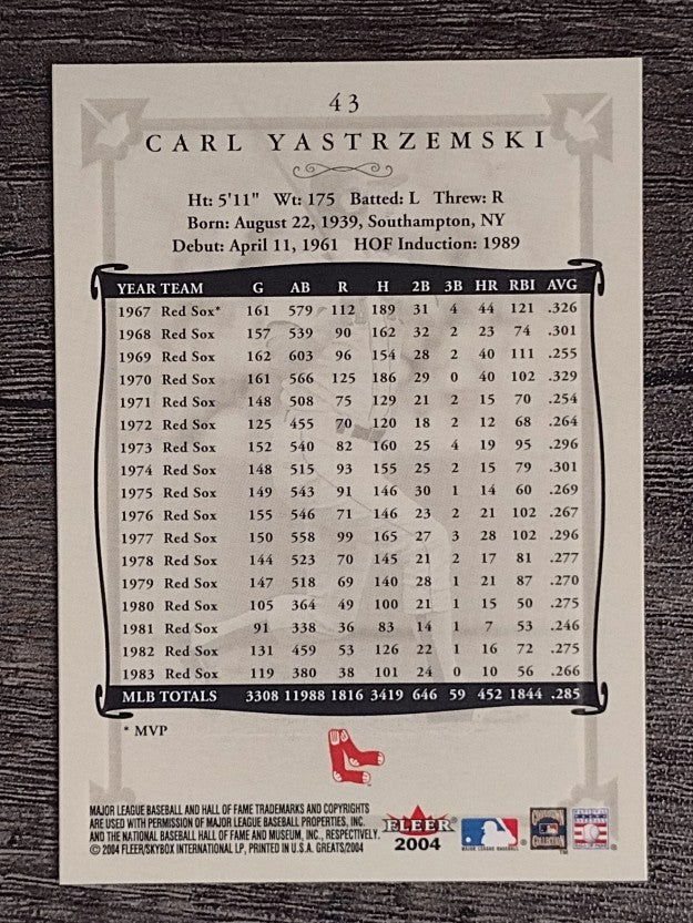2004 Greats of the Game #43 Carl Yastrzemski