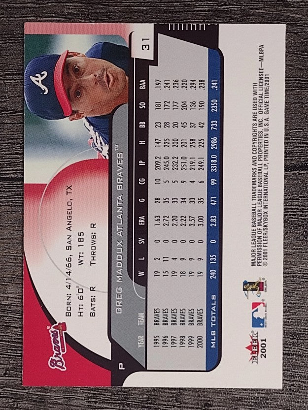 2001 Fleer Game Time #31 Greg Maddux
