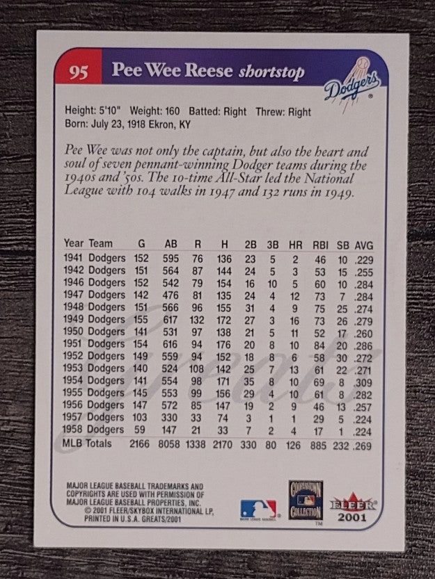 2001 Greats of the Game #95 Pee Wee Reese (NM)
