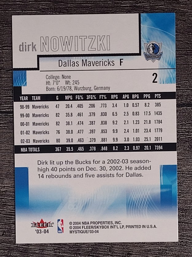 2003-04 Fleer Mystique #2 Dirk Nowitzki