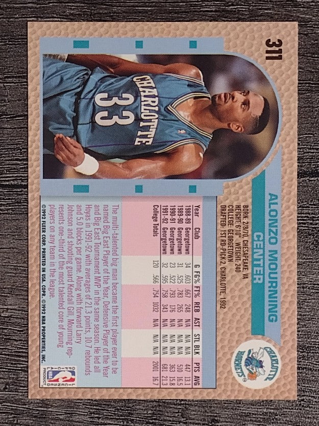 1992-93 Fleer #311 Alonzo Mourning RC
