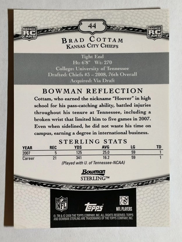 2008 Bowman Sterling #44 Brad Cottam RC
