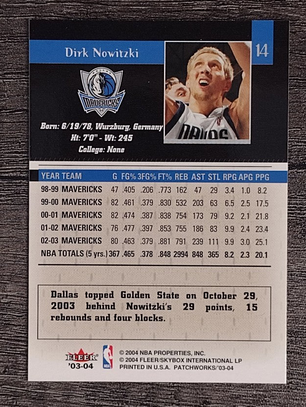 2003-04 Fleer Patchworks #14 Dirk Nowitzki