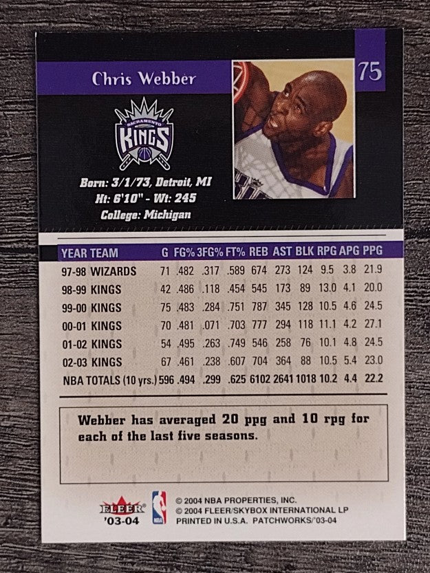 2003-04 Fleer Patchworks #75 Chris Webber