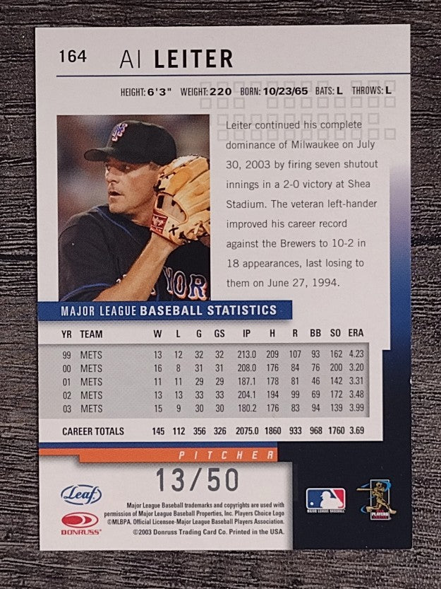 2004 Leaf Press Proofs Silver #164 Al Leiter