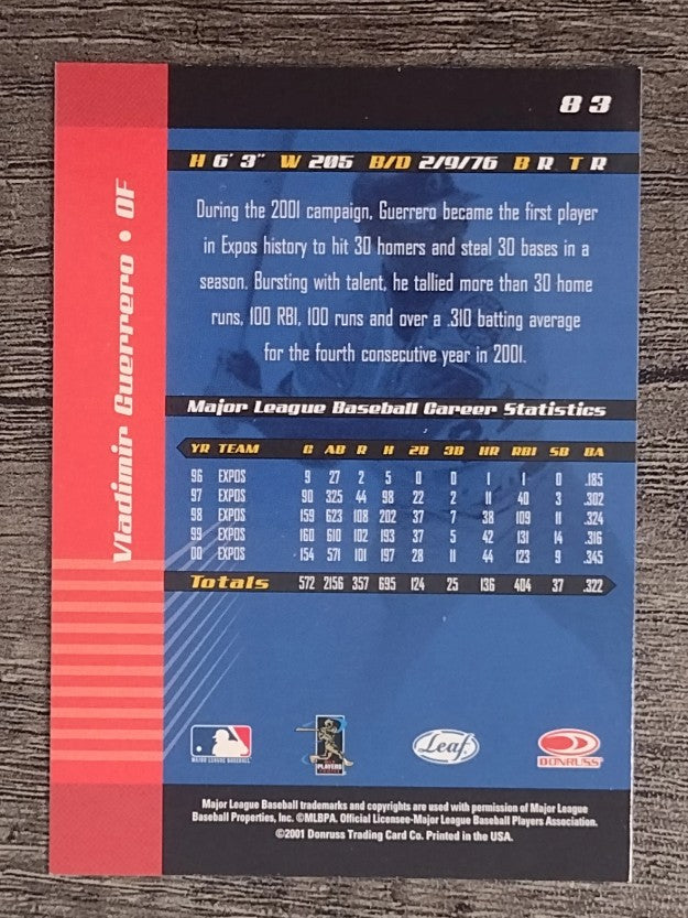 2001 Leaf Limited #83 Vladimir Guerrero