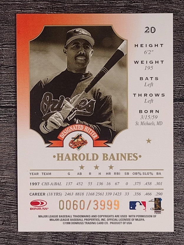 1998 Leaf Fractal Foundations #20 Harold Baines