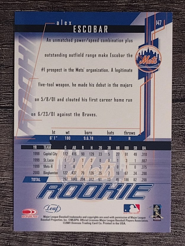 2001 Leaf Rookies and Stars #147 Alex Escobar