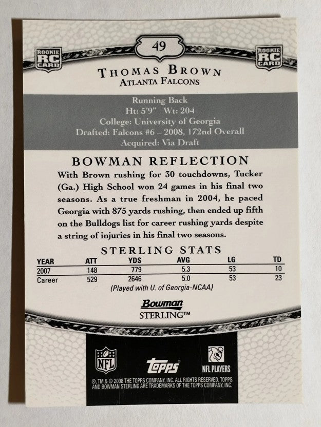 2008 Bowman Sterling #49 Thomas Brown RC