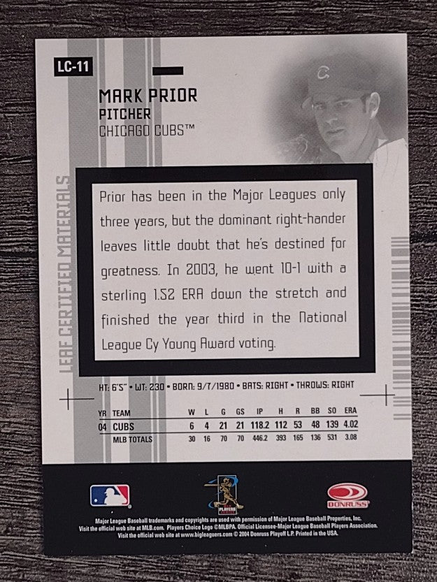 2005 Leaf Certified Materials Preview #11 Mark Prior