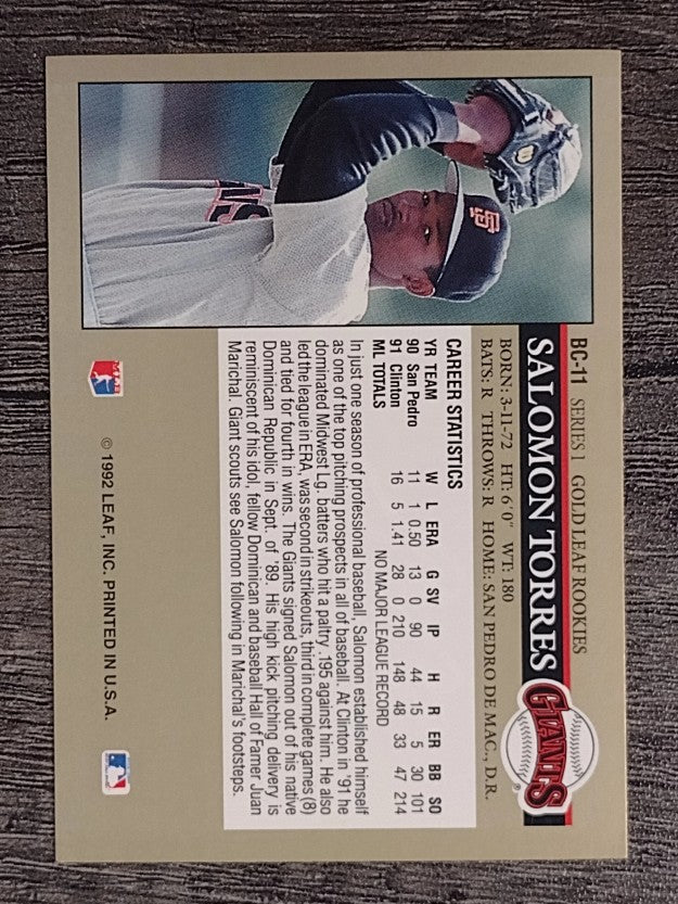1992 Leaf Gold Rookies #BC11 Salomon Torres
