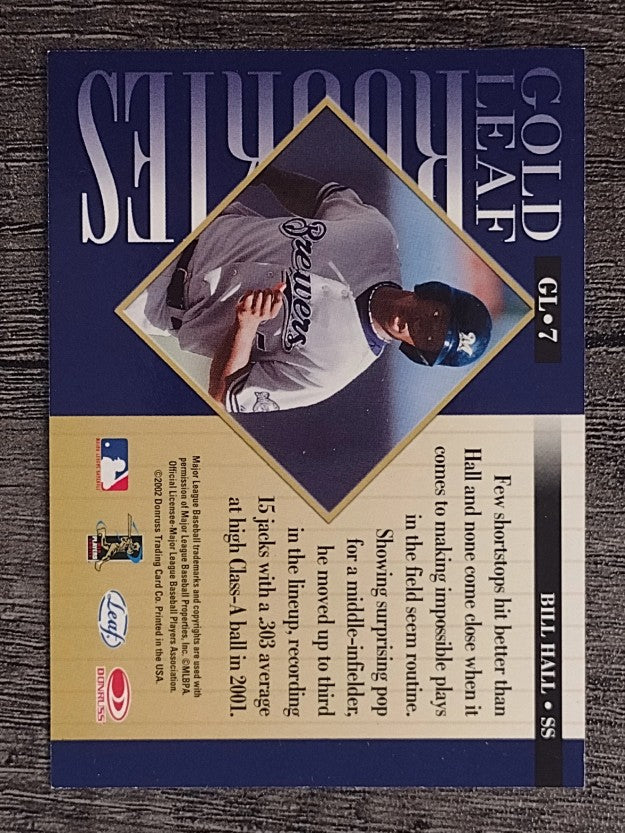 2002 Leaf Gold Rookies #7 Bill Hall