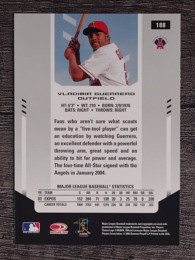 2004 Leaf Certified Materials #188 Vladimir Guerrero Angels