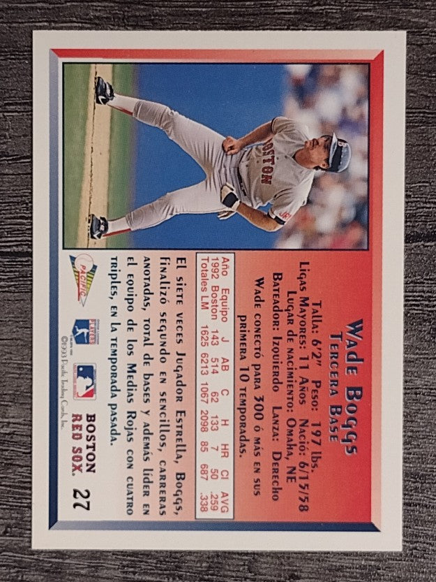 1993 Pacific Spanish #27 Wade Boggs