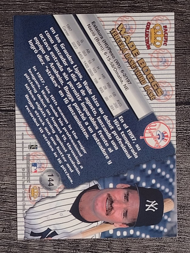 1998 Pacific Silver #144 Wade Boggs